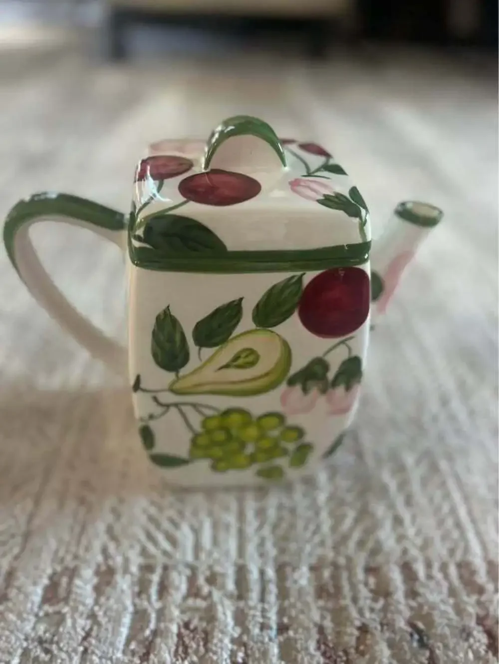 Tabletops Unlimited Sorbet Square Ceramic Fruit Teapot